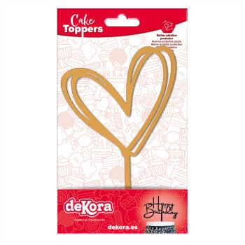 Preview: Cake Topper Doppelherz Gold – Elegante Tortendeko für Hochzeit & besondere Anlässe (10,5 x 15 cm)